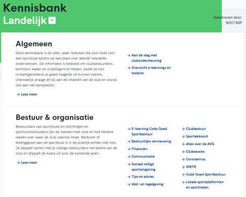 Screenshot kennisbank Algemeen